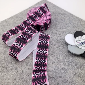 Vikresår 20mm/5m – Swirly hearts Night pink