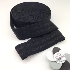 Kalsongresår 40 mm, Randig svart/svart lurex – per dm