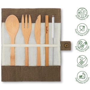 Bestickset av bambu i fodral – Bambaw