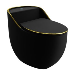 Toalettstol SILIA RIM Black/Gold Line