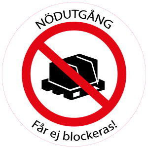 Golvdekal nödutgång får ej blockeras