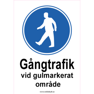 Gångtrafik vid gulmarkerat område