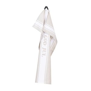 Kökshandduk God Jul, återvunnet material, Beige/Vit- Wasa Ecotextil