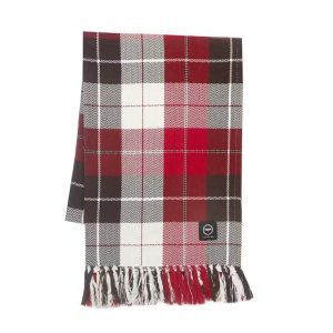 Pläd Adam röd/brun/ecru 130×170 cm, återvunnet material – Wasa Ecotextil