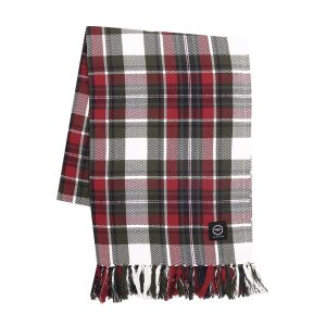 Pläd Hilda mörkröd/olivgrön 130×170 cm, återvunnet material – Wasa Ecotextil