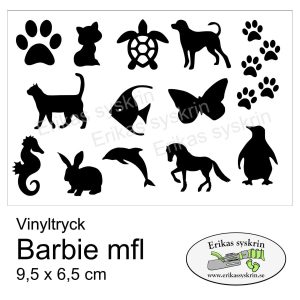 Vinyltryck för Barbie mfl: Djur