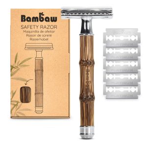 Säkerhetsrakhyvel i stål och ekologisk bambu, smal – Bambaw