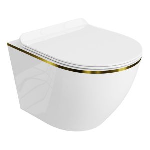 Toalettstol Vägghängd Sofi Slim Gold Line